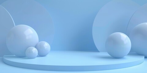 A blue background with white spheres on it - stock background.
