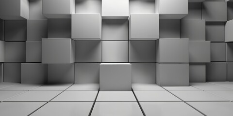 A white room with a white box in the middle - stock background.