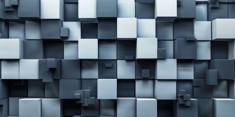 A wall made of gray and white cubes - stock background.