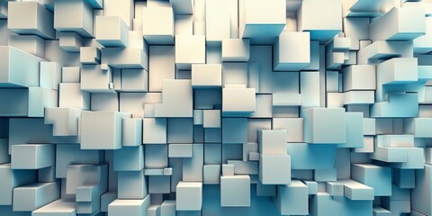 A wall of white cubes with blue accents - stock background.