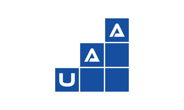 UAA initial letter financial logo design vector template. economics, growth, meter, range, profit, loan, graph, finance, benefits, economic, increase, arrow up, grade, grew up, topper, company, scale