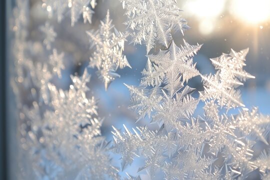 Close-Up Of Intricate Frost Patterns On A Window