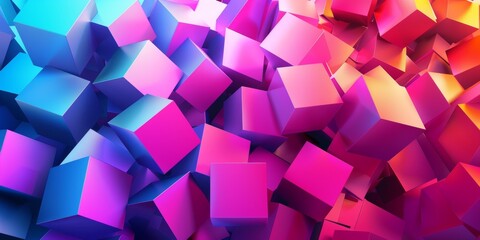 A colorful image of pink and blue cubes - stock background.