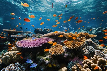 Fototapeta na wymiar Coral Reef Teeming With Vibrant Underwater Life