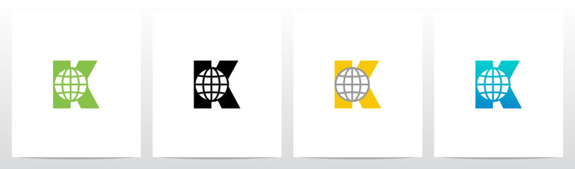 Globe On Letter Initial Logo Design K © recehan