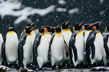 Group Of Penguins Huddling For Warmth