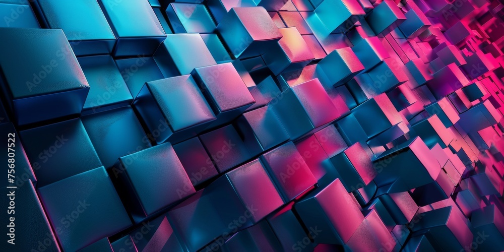 Canvas Prints a colorful image of blocks in various shades of blue and pink - stock background.