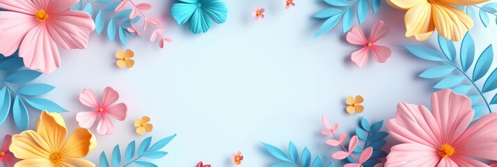 Assorted vibrant flowers on white background with ample space for text placement