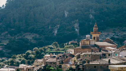 Valldemossa Village Shrouded by the Lush Tramuntana Mountains in Mallorca - 756808300