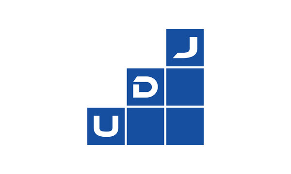 UDJ initial letter financial logo design vector template. economics, growth, meter, range, profit, loan, graph, finance, benefits, economic, increase, arrow up, grade, grew up, topper, company, scale