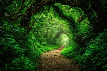 Pathway Through A Dense, Enchanted Forest