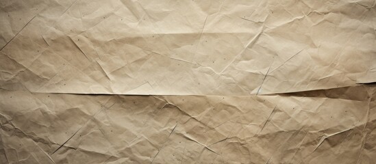 A detailed closeup of a crumpled piece of brown paper, showcasing its intricate pattern and texture resembling wood flooring in shades of beige and brown