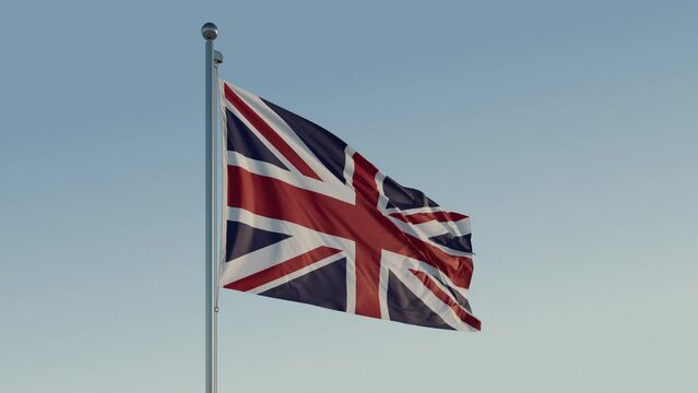 United Kingdom UK Flag: Cinematic Loopable Motion with Blue Sky in 4K ProRes 422