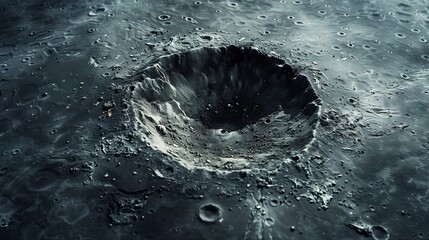 An abstract photo of a meteorite crater on the surface of the Moon,  - obrazy, fototapety, plakaty