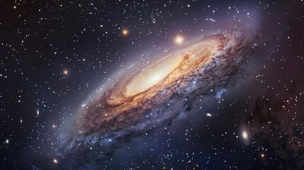 An artistic photo of the Andromeda Galaxy, our nearest galactic neighbor, 