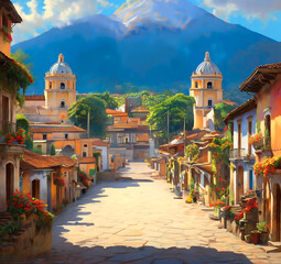 Watercolor art Glimpses of Antigua Guatemala