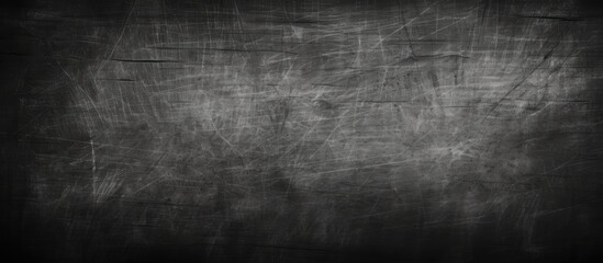 The blackboard is covered in chalk, creating a monochrome pattern with shades of darkness. Its a symmetrical design with electric blue font, resembling monochrome photography - obrazy, fototapety, plakaty