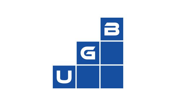 UGB initial letter financial logo design vector template. economics, growth, meter, range, profit, loan, graph, finance, benefits, economic, increase, arrow up, grade, grew up, topper, company, scale