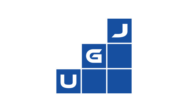 UGJ initial letter financial logo design vector template. economics, growth, meter, range, profit, loan, graph, finance, benefits, economic, increase, arrow up, grade, grew up, topper, company, scale