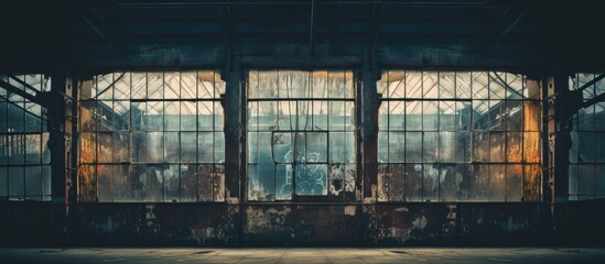 Abandoned factory showing historic architecture through window