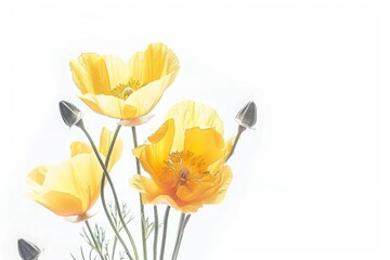 Spring and Summer dried wild flowers composition. herbarium. isolated on white watercolor  background, yellow, orange, blossoms 