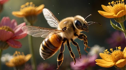 Tuinposter bee on a flower © Peshawar