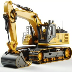 Photo 3d render track excavator jpg isolated on white background 