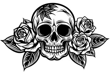 skull-with-roses-tattoo-vector-illustration