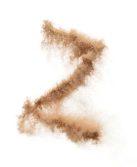 Z English alphabet made of Sand explosion with Z English alphabet scattered, space for text....