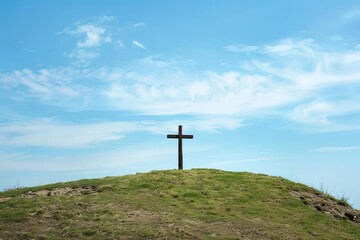 Symbolic cross on a hill during holy week Reflecting faith and spiritual reflection