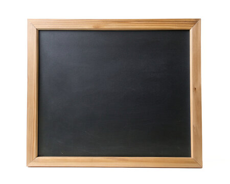 Blank blackboard in wooden frame, cut out on transparent background