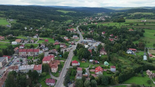 Beautiful Landscape Road Mountains Bieszczady Bircza Aerial View Poland