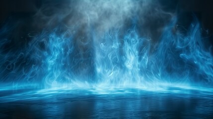 An abstract background under mystical fog and smoke. Empty space of fluid fantasy and abstract fog on a floor with a dark background.