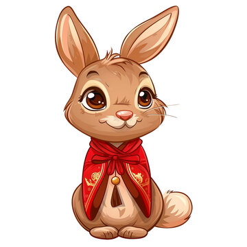 Cute cartoon rabbit chinese style, Zodiac concept. AI Generative