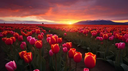 Fotobehang field of tulips © farzana