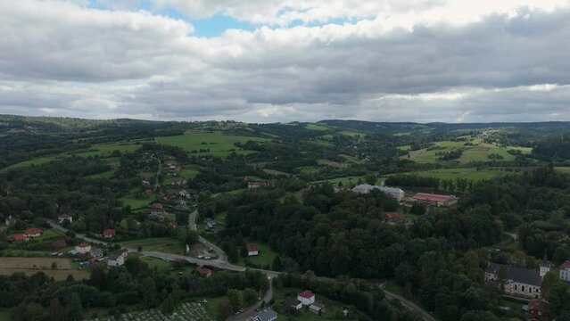 Beautiful Landscape Forest Mountains Bieszczady Bircza Aerial View Poland