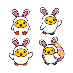 Obraz na płótnie Canvas illustration design of Easter chick with rabbit costume