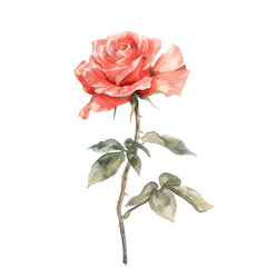 Watercolor Rose isolated on transparent background - 756821724