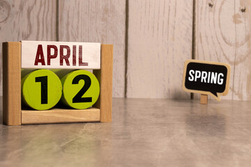 April 12th. Image of april 12 wooden block