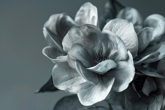 Detailed image of black and white flowers showcasing intricate textures and subtle elegance
