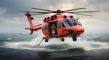 Fototapeta na wymiar Rescue helicopter landing