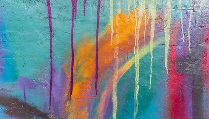 abstract watercolor background, Messy paint strokes and smudges on an old painted wall background. Abstract wall surface with part of graffiti. Colorful drips, flows, streaks - obrazy, fototapety, plakaty