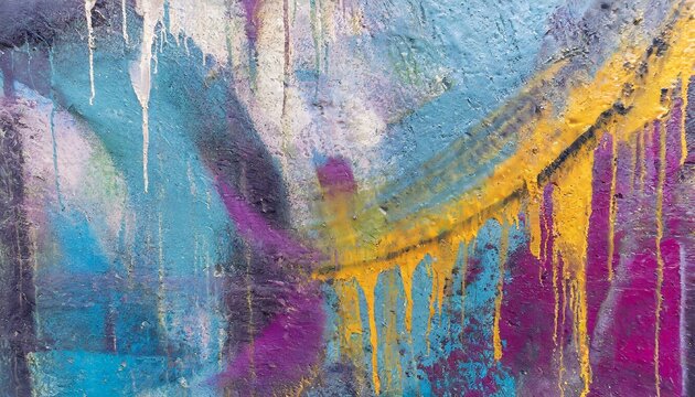 abstract background with watercolor, Messy paint strokes and smudges on an old painted wall background. Abstract wall surface with part of graffiti. Colorful drips, flows, streaks