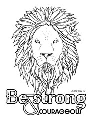 Biblical coloring illustration, Fierce lion head illustration for logos, tattoos, or animal artwork