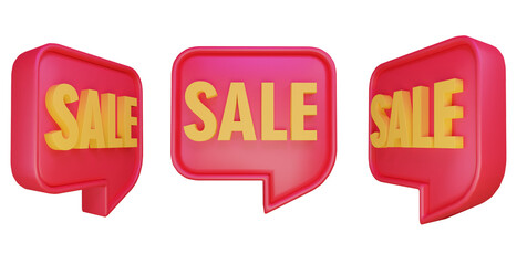 Discount 3d sale price label icon. Tag label render for discount offer, sale, promotion, online shopping and percentage concept. 3d rendering illustration