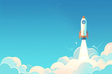 Rocket Soaring Into the Sky - Metaphor for Success, Progress, and Dream Chasing