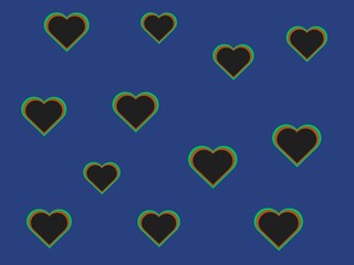 pattern with hearts with a blue background