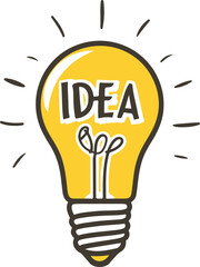 Light Bulb with 'IDEA' in Bright Colors for Creative Projects and Brainstorming Sessions