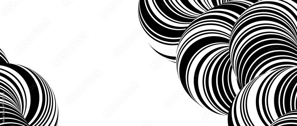 Wall mural Abstract twisted tube background. Black white striped cord knot concept. Liquid line pipe shape wallpaper for banner, poster, flyer, booklet, brochure, leaflet. Vector flowing rope backdrop overlay - Wall murals