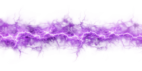 Purple electricity isolated on transparent background.